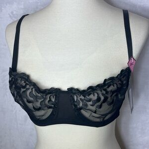 Be Wicked Nadine Bra Underwire Unlined Embroidered Black Sexy NWT